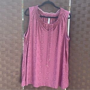 Perseption Mauve Eyelet Tank Top